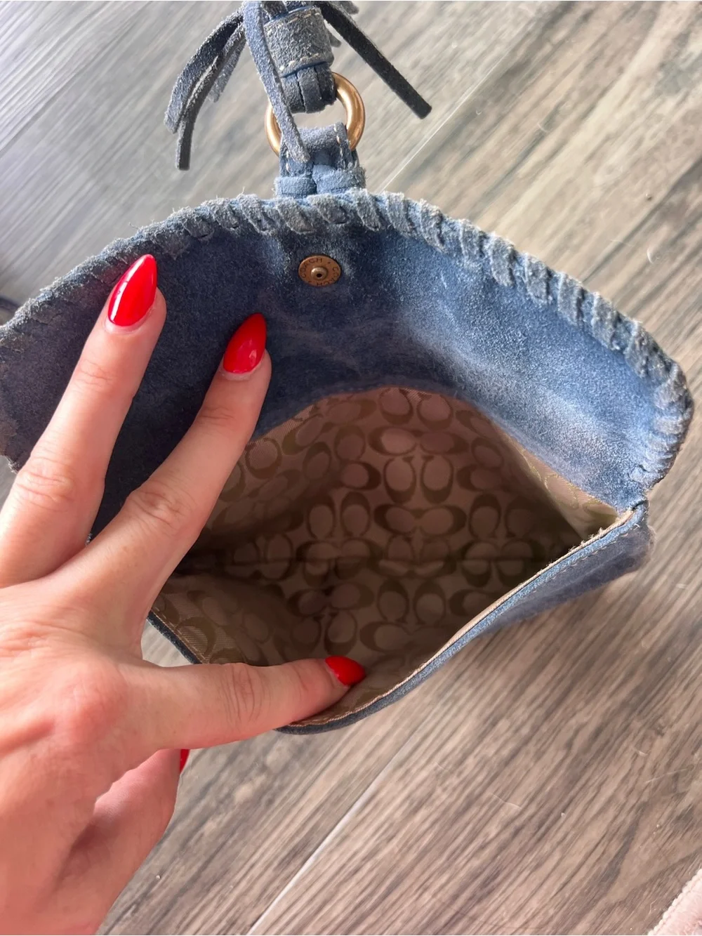 Coach Vintage Soho Blue Suede Wristlet
